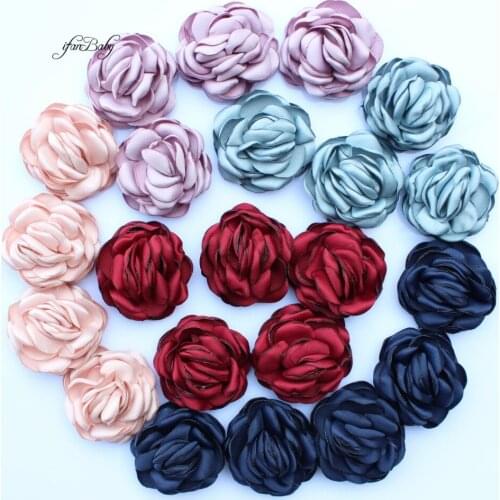 2017 hair flowers girls kids women hair accessories burned singed hair flower satin fabric flowers 30pcs