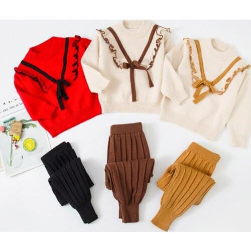 Children Clothes New Winter Autumn Casual Mink Wool Girls Sweater Suit For Kid Clothing Set Fashion Baby Toddler Outfit 1-5 Year