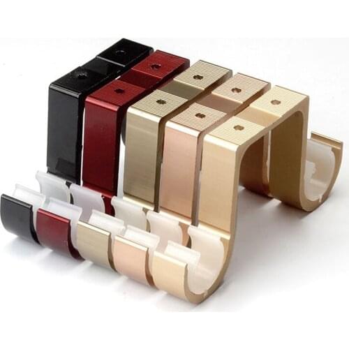 Hot Sale Aluminum Alloy Curtain Rod Top Brackets Telescoping Modern Roman Rod Double Top Code Support Base Shelf Curtain Hooks