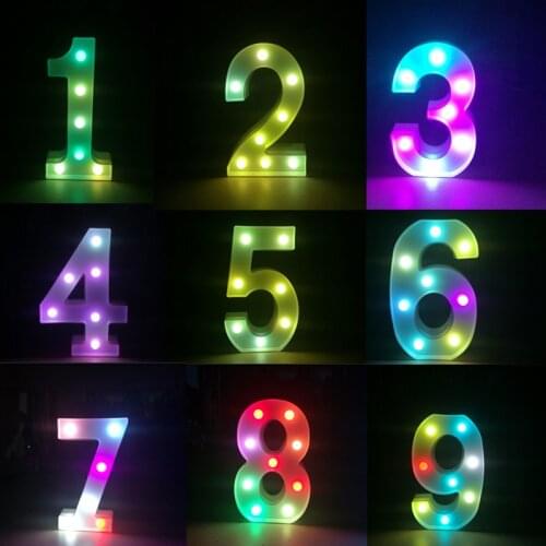 1Pcs Number 0-9 Colorful LED String Night Light Lamp Happy Birthday Party Decoration Kids 1 Year Old Anniversary Wedding Supplie