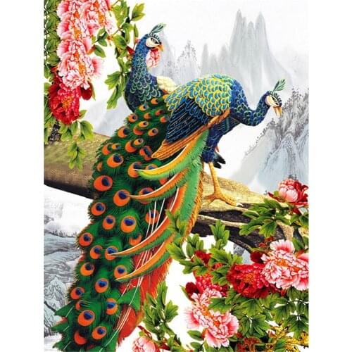 Bird Diy Peacock Printed Water-Soluble Canvas 11CT Cross-Stitch DIY Embroidery Set DMC Threads Sewing work Promotions