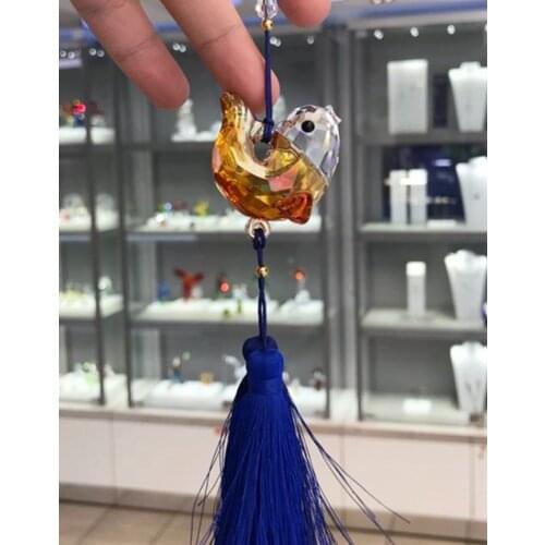Crystal Cute Lucky Fortune Carp Figurines Ornament Car Hanging Collection Craft Toy Favor Christmas Gift Home Decoration
