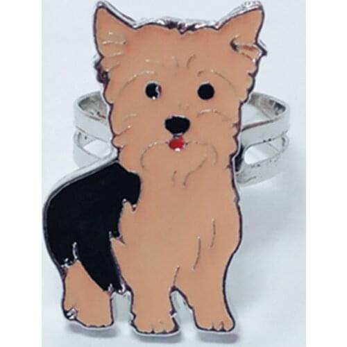 Yorkshire Terrier rings for women men silver color zinc alloy open adjustable male female dog ring fashion jewelry with gift box