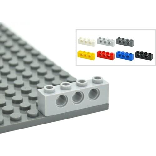 20PCS Technical MOC Parts 1x4 with 3 holes Building Blocks Perforated Bricks Assembles Particles Beam 3701 Toys for Kids