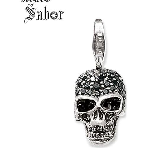 Pendant Skull With Zirconia silver color Jewelry To Women & Men Gift Fashion Pendant Fit Leather Necklace thomas