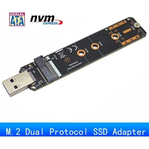 M.2 to USB 3.0 Dual Protocol SSD Board M.2 NVME PCIe NGFF SATA M2 SSD Adapter for 2230 2242 2260 2280 NVME/SATA M.2 SSD RTL9210B
