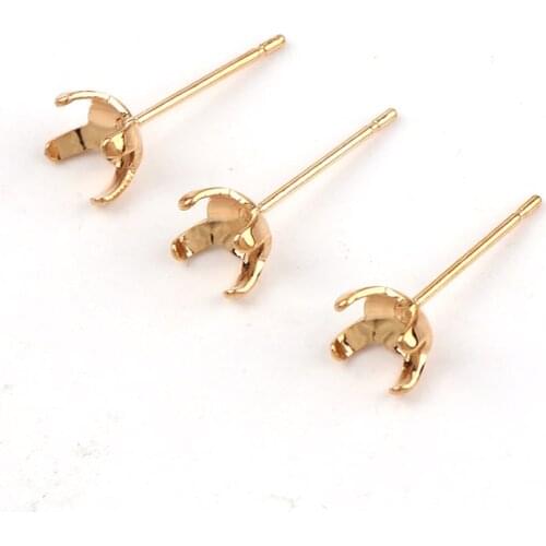 6mm Metal Earrings Four Claws Clasp Blank Base Claw Setting DIY Crystal Rhinestone Earring back Earstud Jewelry Findings