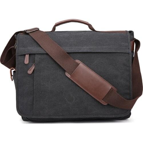 Multi-function washed canvas men bag Fashion shoulder messenger bag for men travel casual crossbody laptop bag briefcase