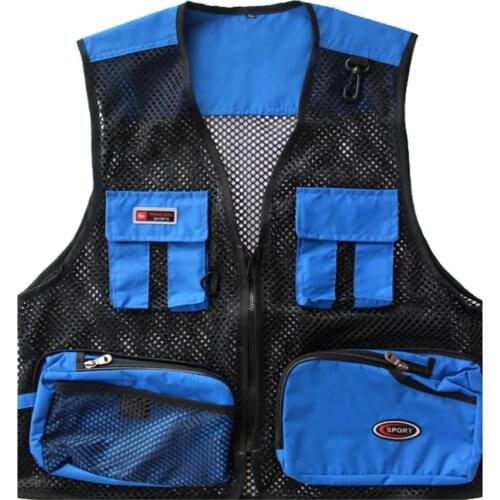Men Summer Vest Outdoor Multi-pockets Photography Men Fishing Vest Mesh Male Vest Men Fishing Waistcoat Photography Clothing