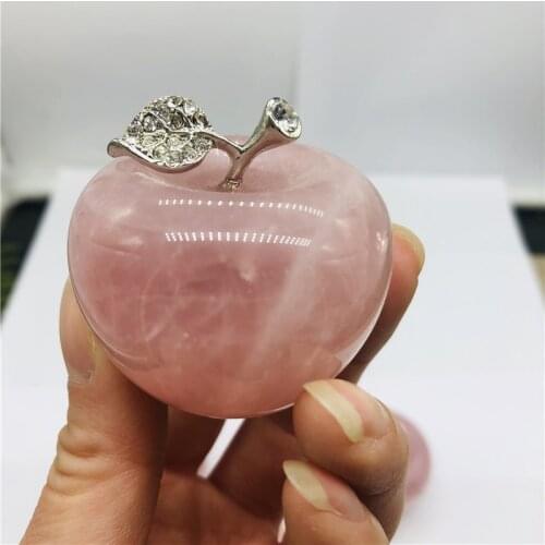 Natural stone crystal rose quartz apple decorative crystal quartz natural gem stone modern home decoration Christmas gift