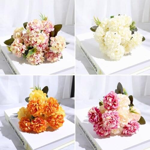 New 10 multicolor hydrangea silk flowers artificial flowers white wedding flowers small bouquet fake flowers party DIY decoratio