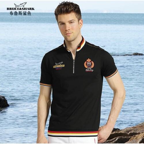 2020 summer new mens Polo Bruce&shark trend mens loose short sleeve Polo Tops Stretching soften cotton plus size 4xl POLO men
