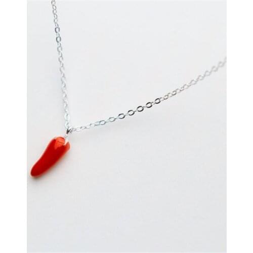 Season Gate 925 Sterling Silver Clavicle Chain Red Mini Pepper Personality Fashion Necklace for women SN051