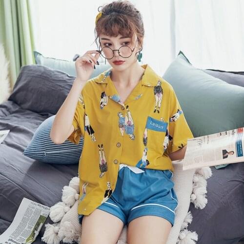 2PCS Floral Sleepwear Womens Cotton Pajama Sets New Pijama With Pockets Pyjama Femme Quality Ladies Home Suit Home Loungerwear