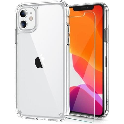 Shockproof Bumper Cover for iPhone 11 Pro XR Case with Tempered Glass Screen Protector [1Pack] Anti-Scratch Clear Back HD Clear