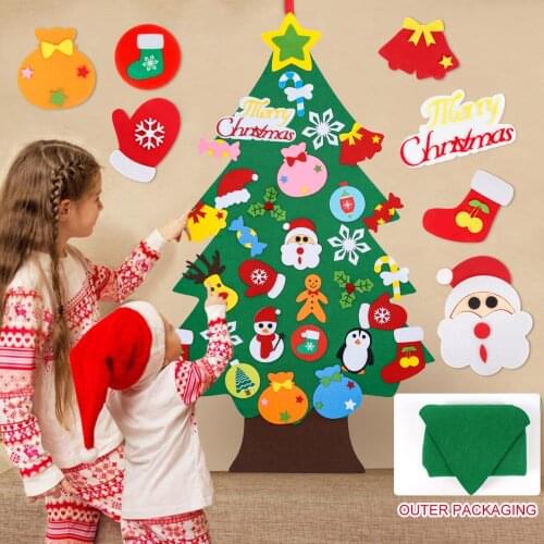 DIY Felt Christmas Tree Merry Christmas Decorations For Home 2021 Cristmas Ornament Xmas Navidad Gifts Santa Claus New Year 2022