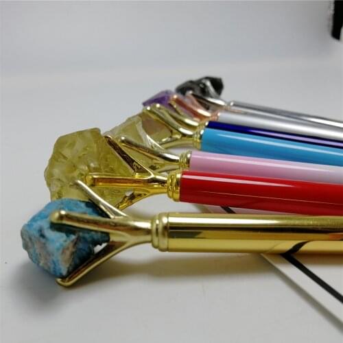 Diamond Crystal Ballpoint Pens natural gemstone raw crystal mineral Healing Metal Touch Ballpen Stationery Gifts