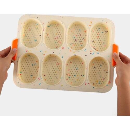 Eight-grid Color Point Silicone Two-color Cake Baking Mold Thick Muffin Cup Jelly Pudding Oven Bread Silicone Cake Pan