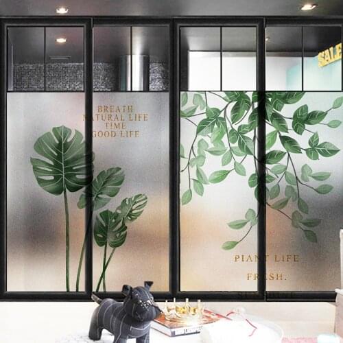 Custom Size Static Cling Window Foil Fresh Plants Privacy Protection Glass Film For Bathroom Kitchen Living Room Bedroom Balcony