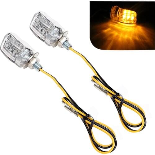 2pcs Mini Motorcycle Turn Indicators Blinker Flashing Sliver/Black 6 LEDs Moto Turn Signal Lights Amber 12V