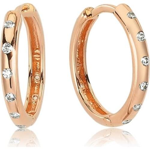 Valori Jewels Small Stylish Hoop, Zirconia White Gemstone, Rose Gold Plated, Sterling Silver Hoop Earrings