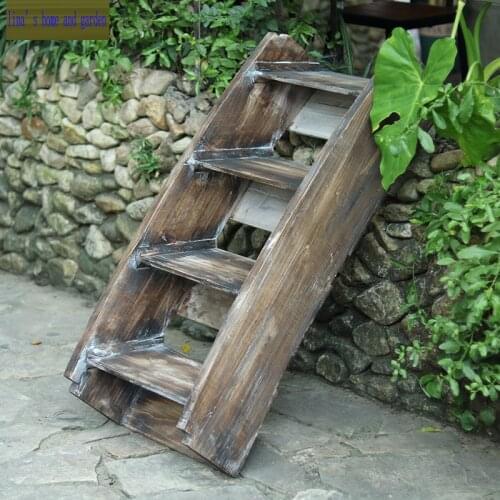 Handmade shabby chic solid wood ladder shelf vintage