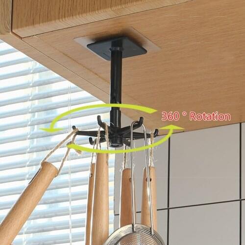 Portable 360° Punch-free Hook Under Holder Shelf Weighing Kitchen Utensil Organiser Wall Hanging Rack Hanger Cabinet Bathroom