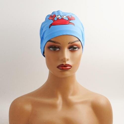 Ladies Swimming Cap Nylon Cute Cartoon Pattern Childrens Waterproof Ear Protection Swimming Equipment Accessories