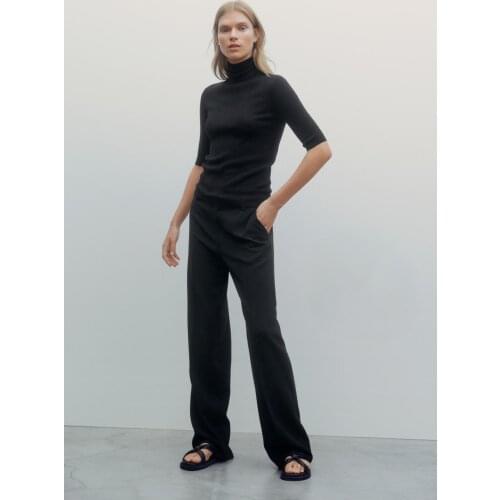Women Pants 2021 Autumn All-match Loose Straight Black Trousers Trousers Fashion Slim Wide-leg Pants