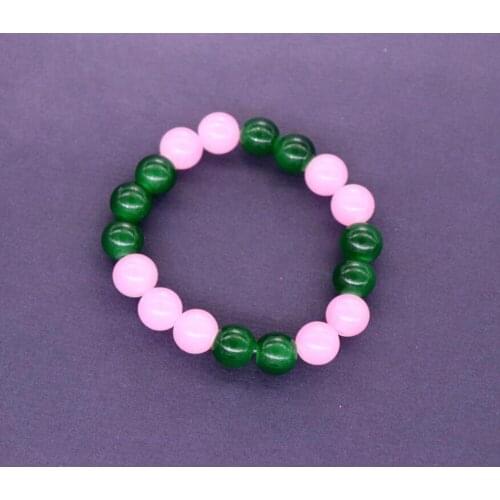10 mm Pink Green Glass Stone Beads Stretch Bangles Bracelets For Women And Girls