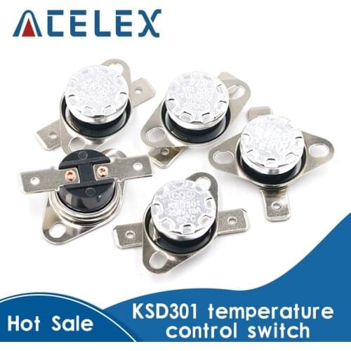 2PCS Normally Open KSD301 10A 250V 40-135 degree Bakelite KSD-301 Temperature Switch Thermostat Sensor 50 60 65 70 75 80 90 100