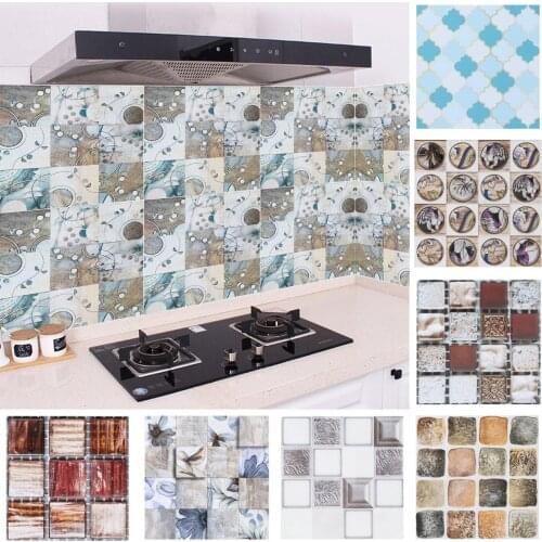 20x20cm 6PCS PVC Tile Wall Stickers Decals DIY Waterproof Wall Sticker Floor Stickers Wallpaper Kitchen Bathroom Home Decoration