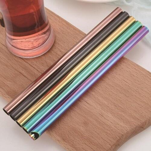 3PCS/set Colorful 304 Stainless Steel Straws Reusable Drinking Straw High Quality Big Size Drinking Straw with Cleaner Brush