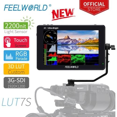 FEELWORLD LUT7S 7 Inch 3G-SDI 4KHDMI 2200nits 3D LUT Touch Screen DSLR Camera Field Monitor with Waveform VectorScope Histogram