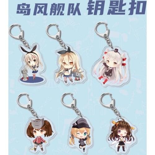 Anime Kantai Collection Cosplay Acrylic Keychain Toy Hibiki Figures Keyring Double-sided Key Chain Pendant Gift