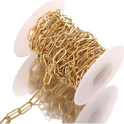 1 Meter Gold Stainless Steel Big Oval Flat Link Cross Chains Bulk DIY Gifts Jewelry Making Necklaces Bracelets Anklets Findings