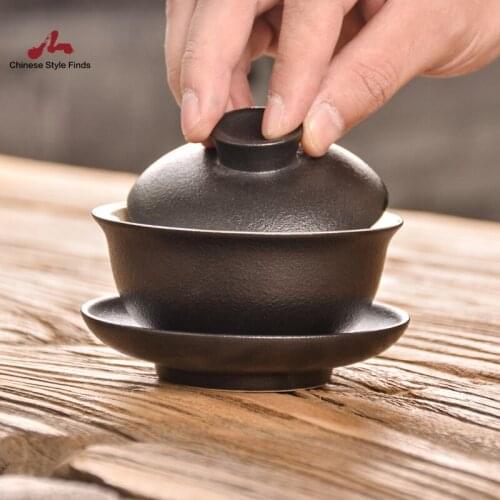 Tea Set black japanese ceramic teapot gaiwan tea cup ceramic tea sets kung fu tea set 100ml