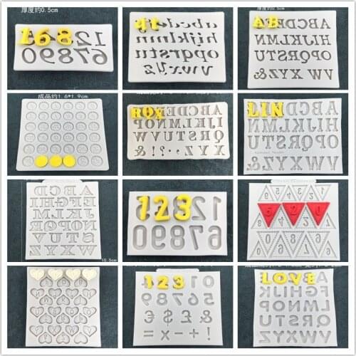 Digital Alphabet Liquid Silicone Sugar Molds DIY Cake Decoration English Chocolate Mold Ultra Light Clay Mold WMJ-268