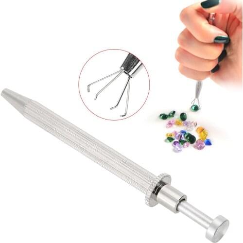 Diamond Gems Prong Holder Tweezers Catcher Grabbers with 4 Claws Jewelry Making Tool Professional Jewelry Holder Pick-up Tool