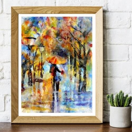 Diy diamond painting abstract lovers rainy day full drill diamond embroidery rhinestone 5D diamond mosaic needlework art AA1775