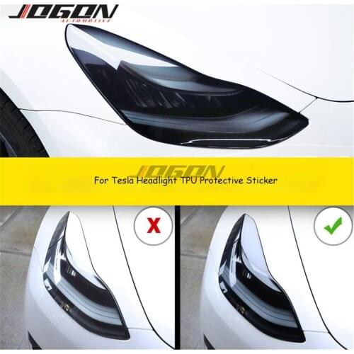 For Tesla Model 3 For Model S For Model X 2016-2019 Smoke Black TPU Headlight Protective Film Sticker Cover Trim Car Accessories