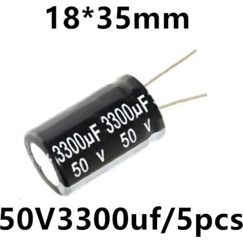5pcs/lot electrolytic capacitor 50V/3300uF volume 18*35mm in-line high-quality aluminum electrolytic capacitor