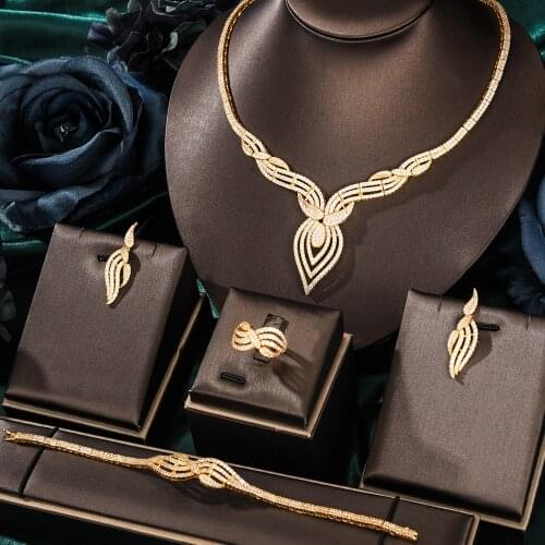 GODKI Super Luxury Waterdrop 4PCS African Necklace Zircon Jewelry Sets For Women Wedding Indian Nigerian Party Jewelry Set 2020