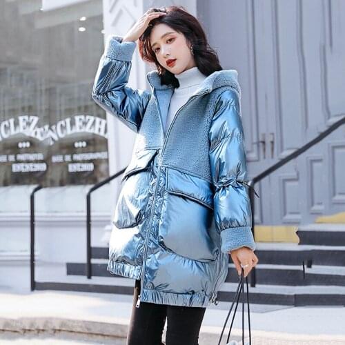 Imported Australian Wool Fur Jacket Women Bright face down Outwear Female Elegant Patchwork Parkas Ladies New Winter cotton Coat