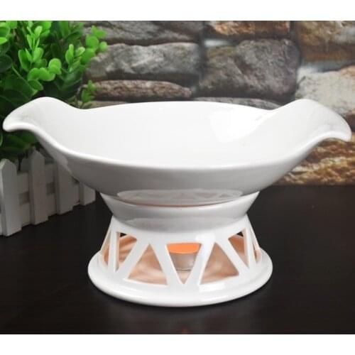 10'' Ceramics Chaffing Dish Decorative Porcelain Stove Serving Tray Bakery Tableware Supplies Restaurant Soup Cooking Syrup