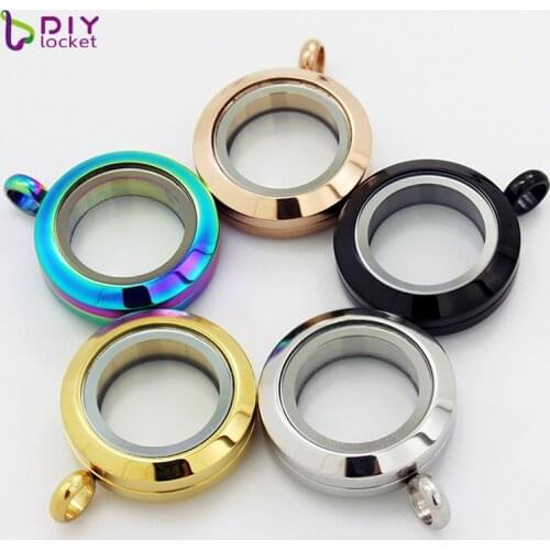 20mm Stainless Steel Round Twist Glass Floating Charm Locket LSSS01-20MM