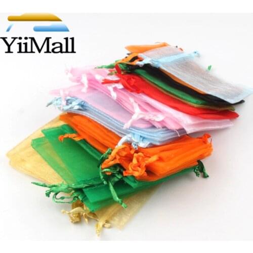 50pcs 5x7 7x9 9x12 13x18CM Organza Bags Jewelry Packaging Bags Wedding Party Decoration Drawstring Bags Gift Packaging Pouches
