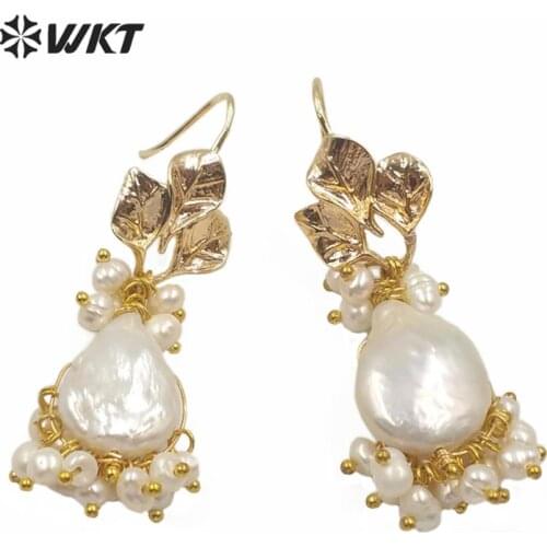 MPE016 Wholesale new design handmake wire wrapped pearl earrings lady precious engagement ring for mary bride ring