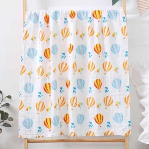 Soft 4 Layers Baby Blanket Cute Print Newborn Cotton Gauze Swaddle Infant Wrap Summer Thin 90*90cm 110*110cm Kids Bath Towel