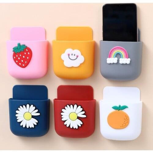 Wall Mounted Organizer Storage Box Remote Control Mounted Mobile Phone Plug Wall Holder Charging Multifunction Holder Stand